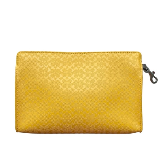 Coach Clip-on Accessory Pouch Logo Sunflower Yellow Brown PVC 8.5” x 5.5” x 1” - Picture 2 of 13